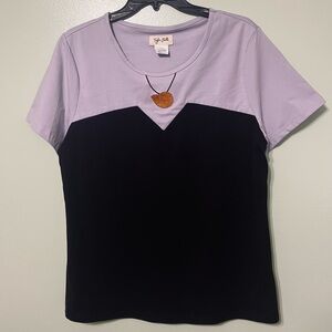 Cotton blend Taylor Joelle Stylish Two-Tone Women's Top size XL short sleeve